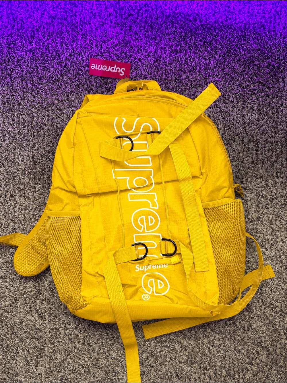 Supreme Yellow Backpack with White Logo